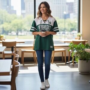 Captivating Apparel Michigan State Spartans XL Green Good Lace Up Mesh Jersey